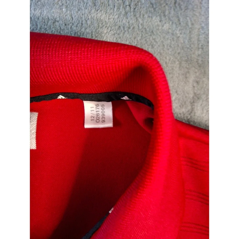 Adidas Mens Red Striped‎ Short Sleeve Polo Shirt Large O26176 Athletic Golf